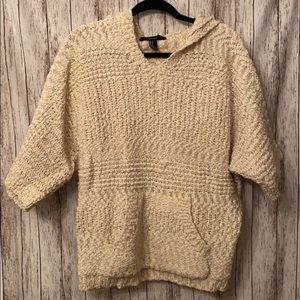 Tan knit short sleeve hoodie